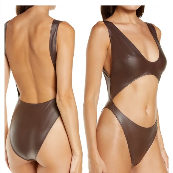 SKIMS Wet Jersey Cutout Bodysuit  NWT COCOA - Picture 3 of 5